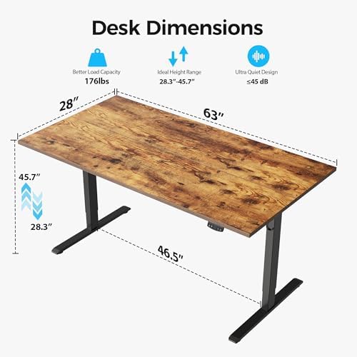 Agilestic 63*28 Inch Height Adjustable Electric Standing Desk, Rustic Brown - Image 6
