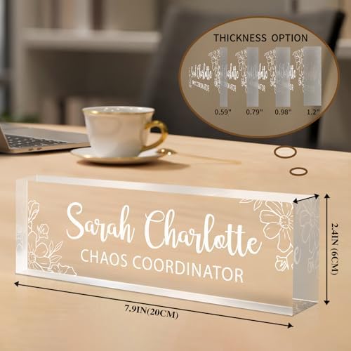 Custom Office Name Plate for Desk - Name Plate Personalized Gifts for Coworkers, Boss, Teacher, Social Worker - Acrylic Office Desk Decor for Women Men - Employee Appreciation Gifts (white 2) - Image 4