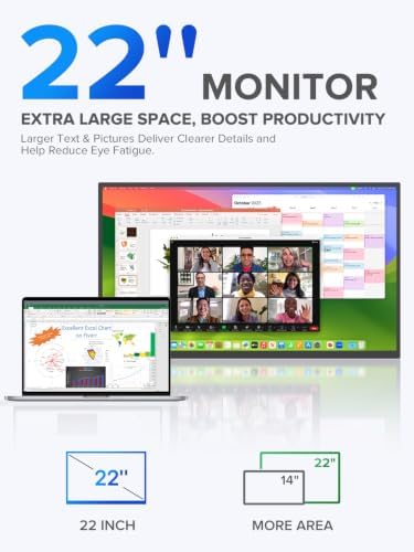UPERFECT 22" 2K Touchscreen Portable Monitor, 100% DCI-P3 Gaming Monitor - Image 2
