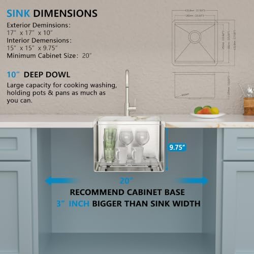 17"x17" Bar Prep Sink Undermount Workstation - Image 5