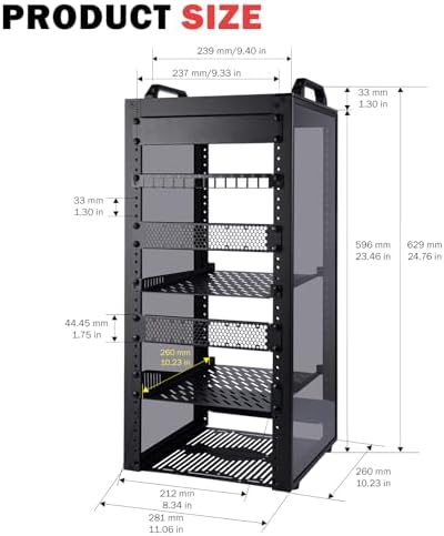 GeeekPi 12U Network Rack, 10 inch Mini Server Rack for Network, Servers, Audio, and Video Equipment, DeskPi RackMate T2 Rackmount, 10.23 inch Depth - Image 2
