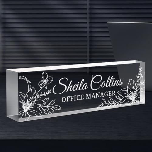 Custom Engraved Name Plate for Desk, Acrylic Desk Name Plate Personalized by Spricoz