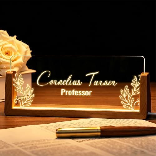 Desk Name Plate Personalized with LED Light - Custom Name Plate for Office Decor, Professional Appreciation Gifts for Bosses, Coworkers, Teachers, Men & Women by Unknown