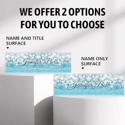 Personalized Name Plates for Office - Gifts for Teacher, Boss, Employee Appreciation - Office Desk Decor (Fancy Blue) - Image 2