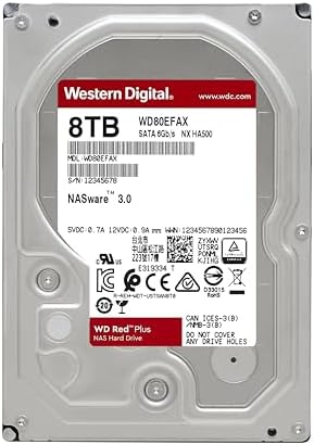 Western Digital 8TB WD Red Plus NAS Internal Hard Drive HDD - 5400 RPM, SATA 6 Gb/s, CMR, 256 MB Cache, 3.5" - WD80EFAX - Image 2