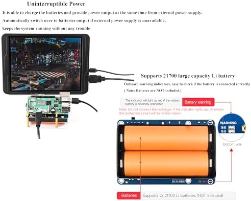 UPS HAT (D) for Raspberry Pi, 5V Uninterruptible Power Supply - Image 3