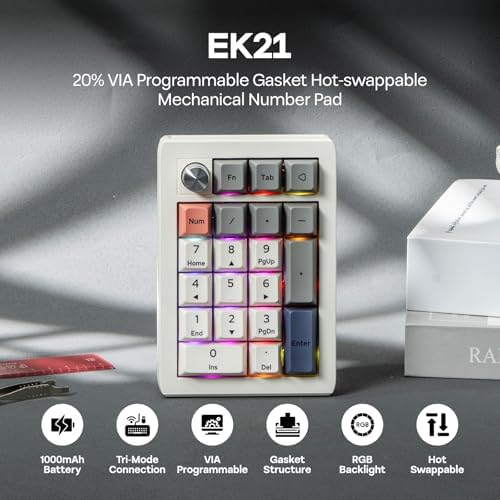 EPOMAKER EK21 VIA Gasket Number Pad w/ 1000mAh Battery, BT 5.0/2.4GHz/Wired - Image 2