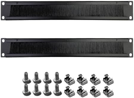 1U Blank Panel, 19 Inch Blank Rack Mount Panel,1U Disassembled Cable Management Rack Mount Spacer W/Brush for Server Network Rack Enclosure Cabinet Cable (2pcs-Brush) by Suprwin