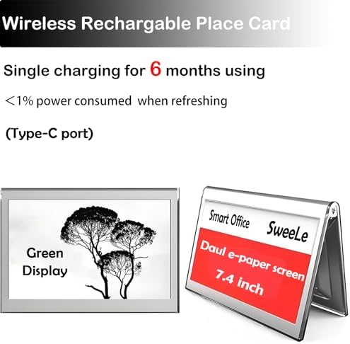 Editable Table Name Tent Digital Blank Place Name Card with Dual 7.4" ePaper Screen, Single Charge for Half A Year, 1pc (APP Support Android, iOS)(7.4 inch) - Image 5