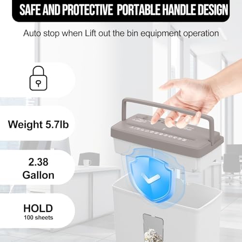 Suntiko Compact 5-Page Cross-Cut Shredder for Home Use, Brown + White - Image 3