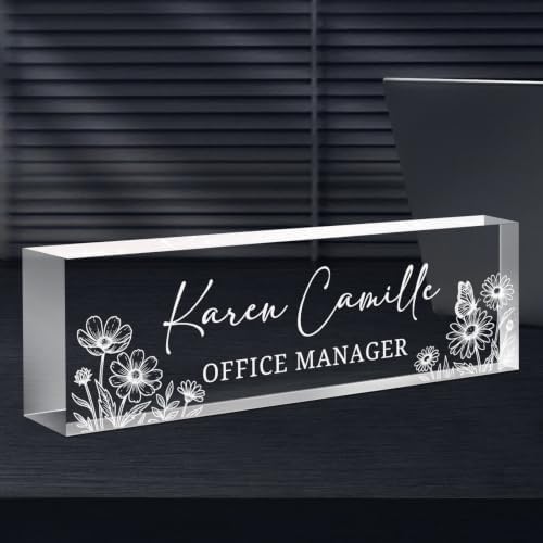 Custom Engraved Name Plate for Desk, Acrylic Desk Name Plate Personalized by Spricoz