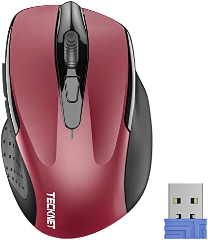 TECKNET Wireless Mouse, 2.4G Ergonomic Computer Mouse, 2600 DPI, Red by Tecknet