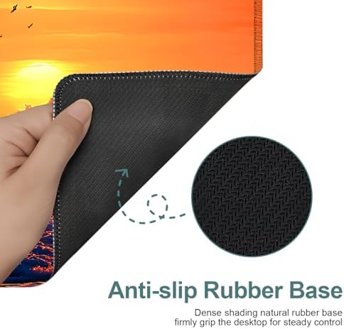 Sunset Waves Gaming Mouse Pad 31.5"x11.8" Large Extended Pad Desk Mat Anti-Slip Rubber Base & Durable Stitched Edges for Gamers Smooth Mouse Pad Writing Surface for Desk Office/Home - Image 4