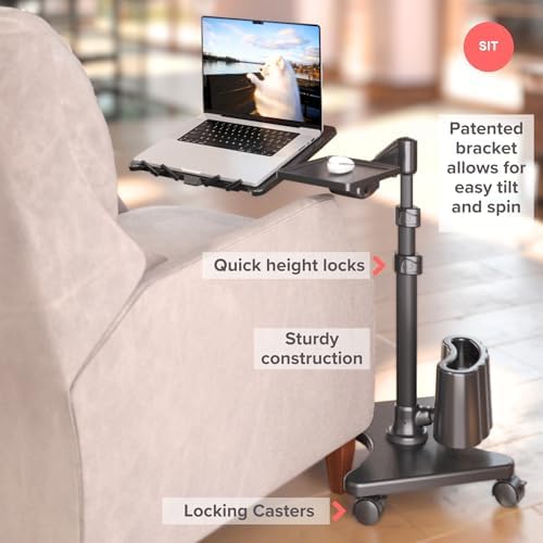 LEVO G2 Deluxe Rolling Laptop Stand, Height-Adjustable Desk with Mouse Tray - Image 3