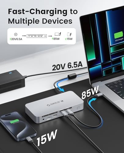 ORICO Thunderbolt 4 Docking Station, Dual 4K@60Hz, TB4, 40Gbps - Image 7