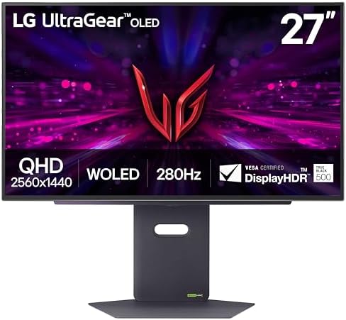 LG 27GX700A-B 27-inch Ultragear QHD (2560 x 1440) OLED Gaming Monitor, 280Hz, 0.03ms, NVIDIA G-Sync, AMD FreeSync Premium Pro, VESA DisplayHDR TrueBlack500, with up to DCI-P3 99.5%, HDMI 2.1, Black by Unknown