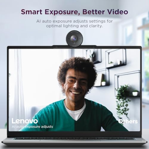 Lenovo FHD Webcam, 1080p Resolution, 30 fps, Dual Noise-Cancelling Microphones, AI Noise Cancellation and Enhanced Image Quality, Physical Privacy Shutter, Microsoft Terms Certified, Black - Image 2
