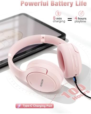 RUNOLIM Active Noise Cancelling Headphones, Wireless Bluetooth Over Ear - Image 3