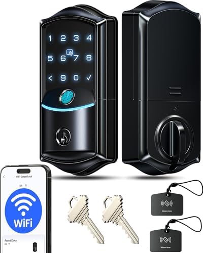 Veise VE027 WiFi Smart Lock Fingerprint Keyless Entry Deadbolt Matte Black by Veise