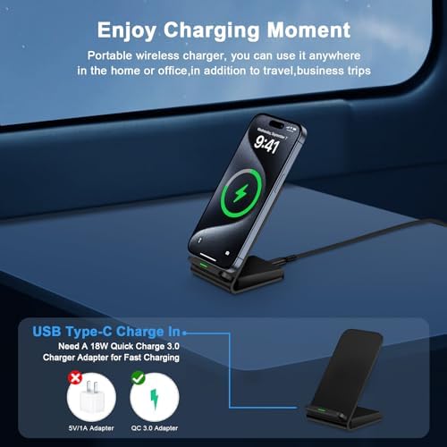15W Wireless Charger Stand Fast Charging Desk Wireless Charging Station - Image 4