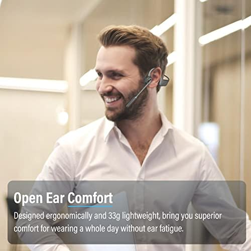 SANOTO Bone Conduction Headphones with Mic, Bluetooth Headset with Microphone Noise Canceling & Mute, Wireless Headset with Sponge Microphone Windscreen, Open Ear Headphones for Work Driving Call - Image 2