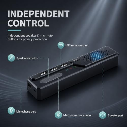 Conference Speakerphone for PC & Laptop, USB Wired Speaker with Microphone, 360° Voice Pickup, Plug and Play, Computer Speaker for Zoom, Teams, Skype (7) - Image 6