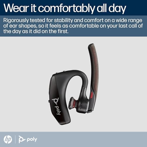 Poly Voyager 5200 Wireless Headset (Plantronics) - Single-Ear Bluetooth Headset w/Noise-Canceling Mic - Ergonomic Design - Voice Controls - Lightweight - Connect to Mobile/Tablet via Bluetooth - Image 5