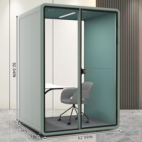 Office Sound Booth with Audio Privacy - Soundproof Recording Booth Includes Green Frame with Curved Corners,Soundproof Room with Light,Steel Plate Structure for Study (62.99IN) - Image 2