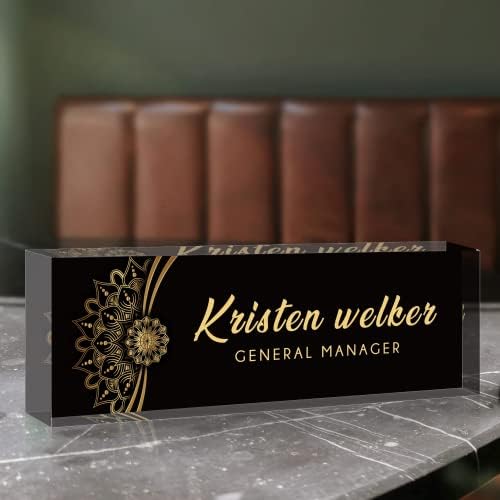SalaGraphics Desk Name Plate Personalized, Custom for Desk, Office Decor Women Men, Acrylic Accessories, Gifts Coworkers Boss Teacher, Employee Appreciation (Black Flower), 8''(L)x2.5(W) - Image 4