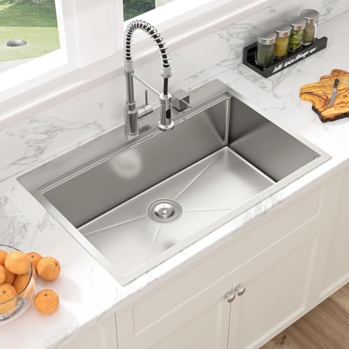 33 Drop In Kitchen Sink Workstation - Sarlai 33x19 Kitchen Sink Drop In Stainless Steel Workstation Sink 16 Gauge Single Bowl Deep Topmount Kitchen Sinks - Image 3
