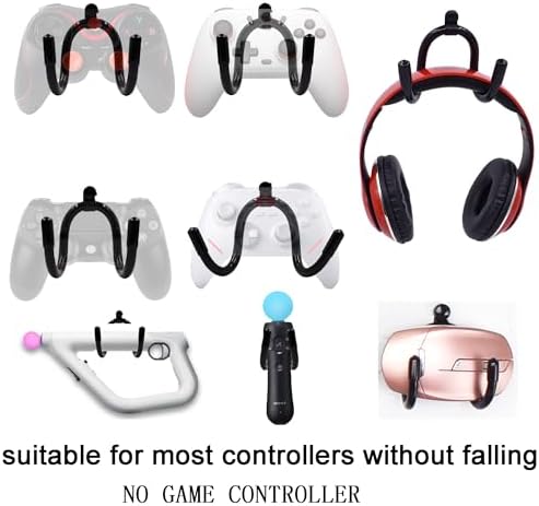 YYST Universal Game Controller Organizer Wall Rack Wall Mount Wall Clip Wall Hanger Compatible With Xbox One PS4 Switch Pro controller 4/PK - NO GAME CONTROLLER - No Falling - Image 3