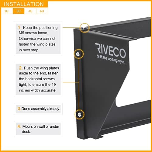 RIVECO 3U Wall Mount Rack for Network| Reinforced Heavy Load 66-99 LBS Small Server Racks Vertical & Horizontal Mounting for 19 inches IT & Studio Equipment. - Image 5