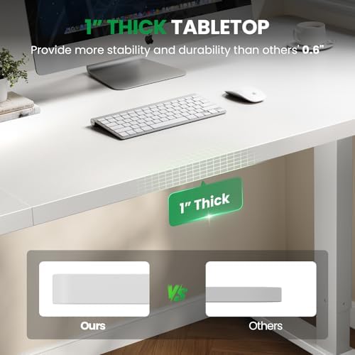 SIAGO White 71x30 in Standing Desk, 1 Inch Thick Tabletop, Double Frame - Image 3