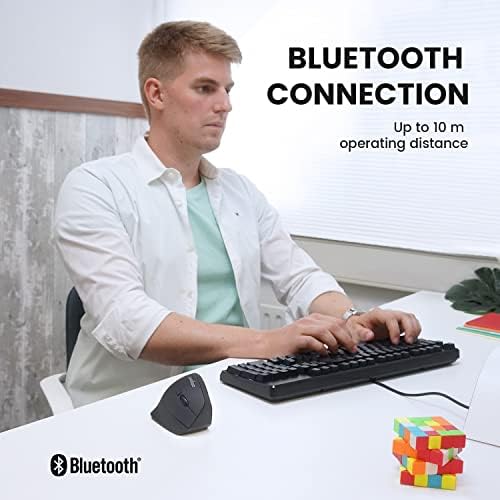 Perixx PERIMICE-804 Bluetooth Vertical Mouse, Bluetooth Connection for Windows and Android System, Works Without USB Receiver, Black - Image 4