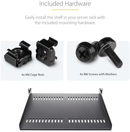 StarTech 1U Vented Cantilever Rack Shelf, 16in, 44lb/20kg (CABSHELF116V) - Image 5
