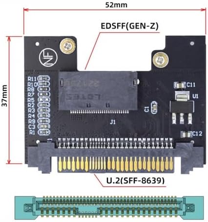 CY Adapter U.2 SFF-8639 Host Adapter to NVMe Ruler 1U GEN-Z 1C 4X EDSFF Short SSD P4511 E1.S Carrier Adapter, BLACK, SF-072-1C-HX - Image 4
