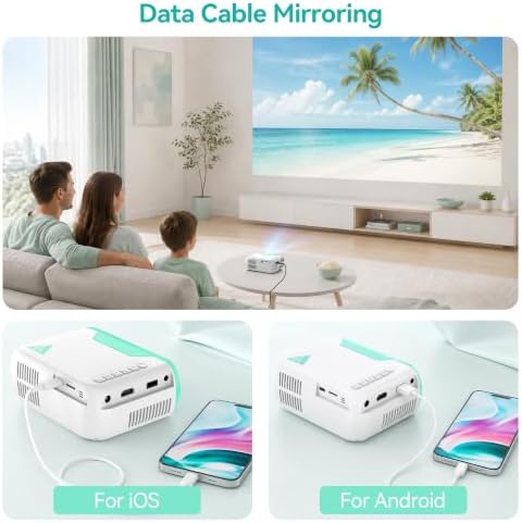 Mini Movie Projector with Wired Screen Mirroring, Support HDMI USB Type-C - Image 4
