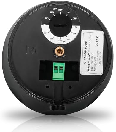 Sound Town Commercial Restaurant Bluetooth Amplifier + Pendant Speaker Set, with One 6-Zone 70V/100V Amplifier with Bluetooth, 12 x All-Weather 4-Inch Pendant Speakers, Black (STCA360X12PD4B) - Image 5