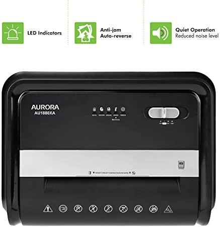 Aurora AU1880XA Heavy Duty Anti-Jam 18-Sheet Crosscut Shredder/60 Min Run Time/ 7-Gallon Pullout Basket and Casters - Image 5