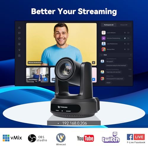 TONGVEO AI Auto-Tracking PTZ Camera: 20X Optical Zoom 1080P 60fps HDMI SDI USB PoE Video Camera for Church Worship Live Streaming, Conference Room Webcam for OBS - Image 4