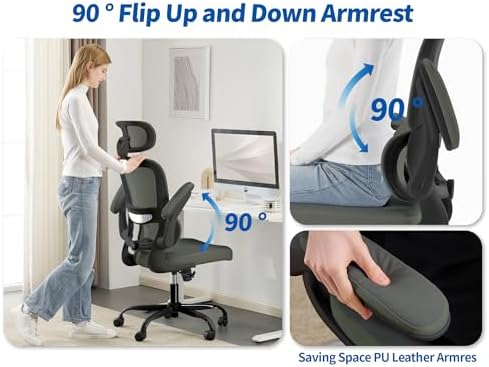 TRALT Office Chair Ergonomic Desk Chair with Lumbar Support Dark Green, 1 - Image 5