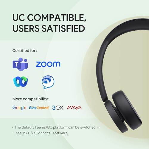 Yealink BH70 Dual UC Wireless Headset with Mic for Work, Bluetooth Headphone Teams&UC Compatible, up to 35h Talk Time, 147g All-Day Wearing Comfort, Perfect for Open Office Home Hybrid Work, USB-C/A - Image 3