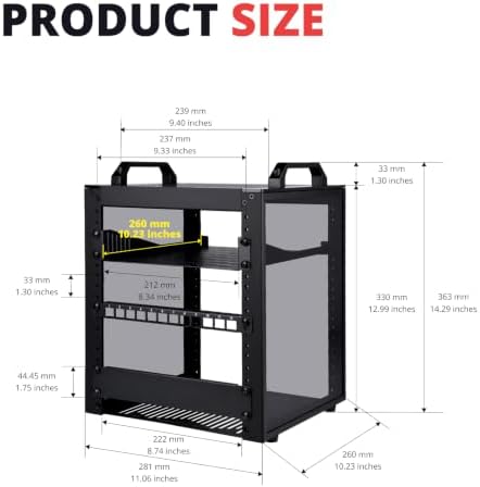 GeeekPi 6U Server Rack, 10 inch Mini Rack for Network, Servers, Audio, and Video Equipment, DeskPi RackMate T1/2 Plus, 10.23inch/260mm Depth (Black) - Image 2