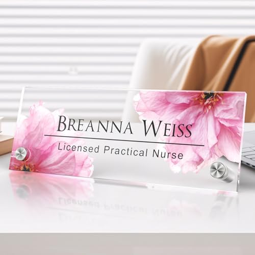 Personalized Acrylic Office Desk Name Plate with Standoff Barrel by nyareka