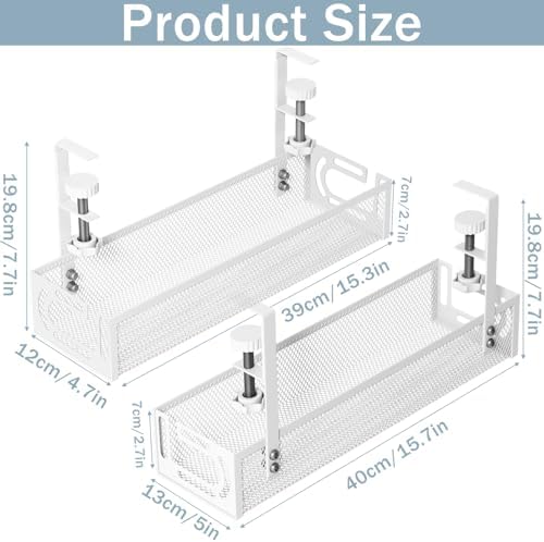 Cable Management, 2 Pack Cable Management Under Desk, Cable Tray - Image 2
