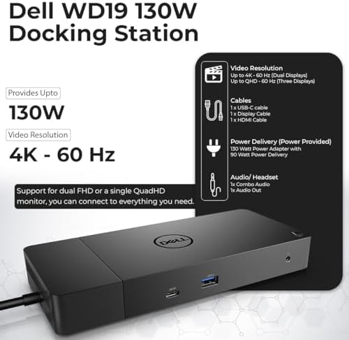 Dell WD19 130W USB-C Docking Station - Dell Docking Station Dual Monitor - Image 3
