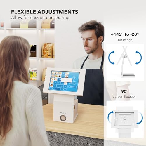 Mount-It! iPad Kiosk Stand with Printer Shelf, Locking Anti-Theft, White - Image 6