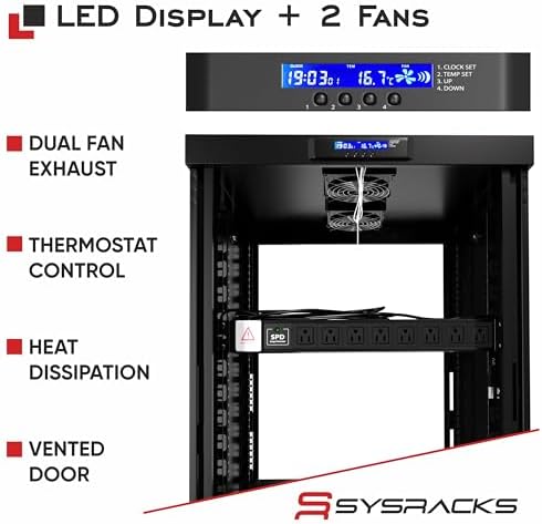 Home Lab Server Rack Cabinet 19" 18U – Premium Series 24" Deep Network Rack Enclosure with Glass Door, Quiet Cooling Fans & Thermostat, PDU, Shelf, Lockable Cabinet for NAS & Home Network - Image 2