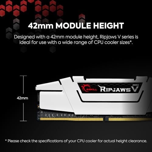 G.Skill RipJaws V Series 64GB (2 x 32GB) 288-Pin SDRAM DDR4 3600 (PC4-28800) CL18-22-22-42 1.35V Dual Channel Desktop Memory Model F4-3600C18D-64GVK - Image 3
