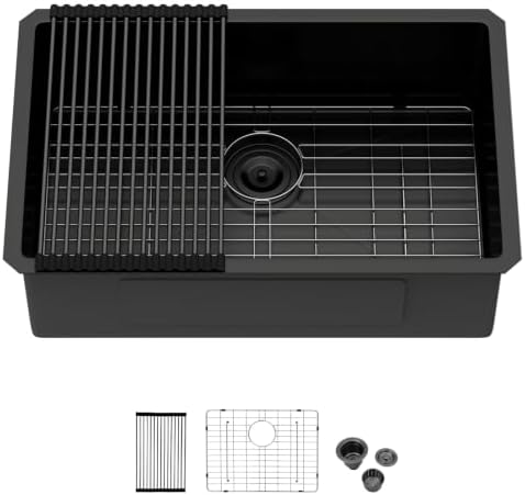 28 Inch Matte Black Undermount Kitchen Sink by Couoko